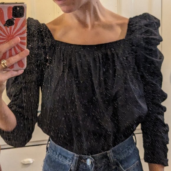 Kate Spade New York - Black Puff Sleeve Blouse - Picture 7 of 7